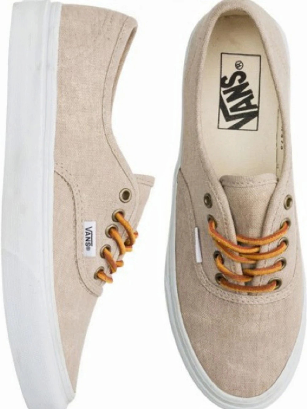 Vans Authentic Burlap Canvas Sneakers in Beige | Size 6.5